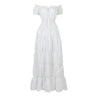 Medieval Dress Off Shoulder Victorian Irish Dresses European Clothing for Women White Elastic Waist Long Dress Elegant