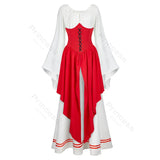 Medieval Dress Women European Clothing Victorian Dress Plus Size Renaissance Dresses Long Sleeve Halloween Costume Cosplay Red