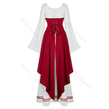 Medieval Dress Women European Clothing Victorian Dress Plus Size Renaissance Dresses Long Sleeve Halloween Costume Cosplay Red