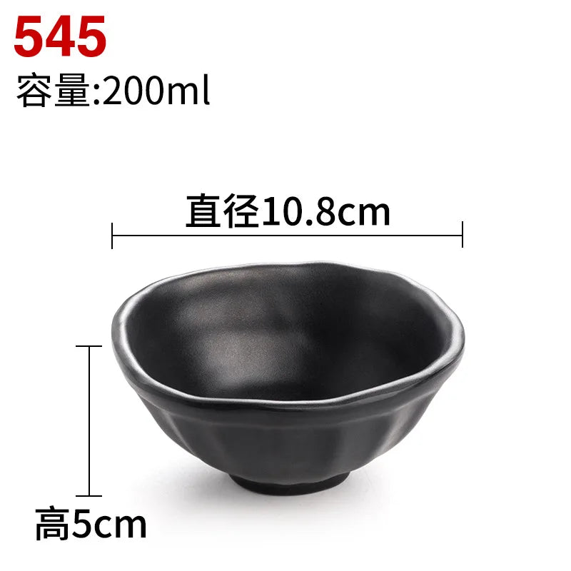 Melamine Black Small Bowl Fruit Fast Food Tableware Rice Soup Bowls Restaurant Dipping Sauce Dish Container Kitchen Utensils