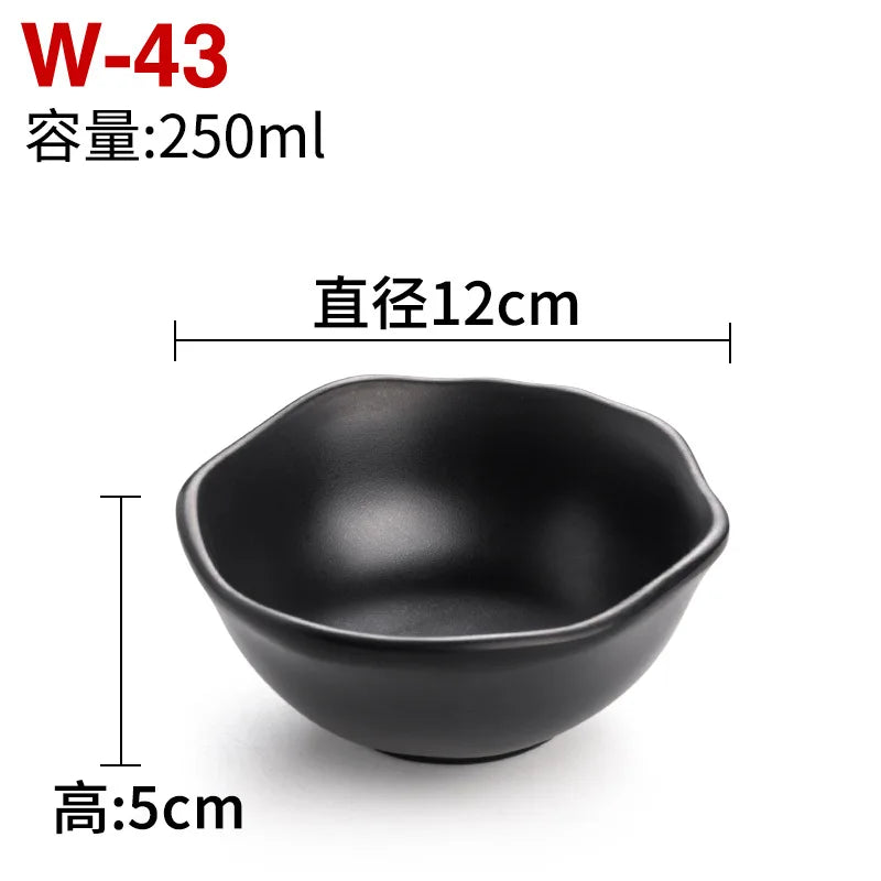 Melamine Black Small Bowl Fruit Fast Food Tableware Rice Soup Bowls Restaurant Dipping Sauce Dish Container Kitchen Utensils