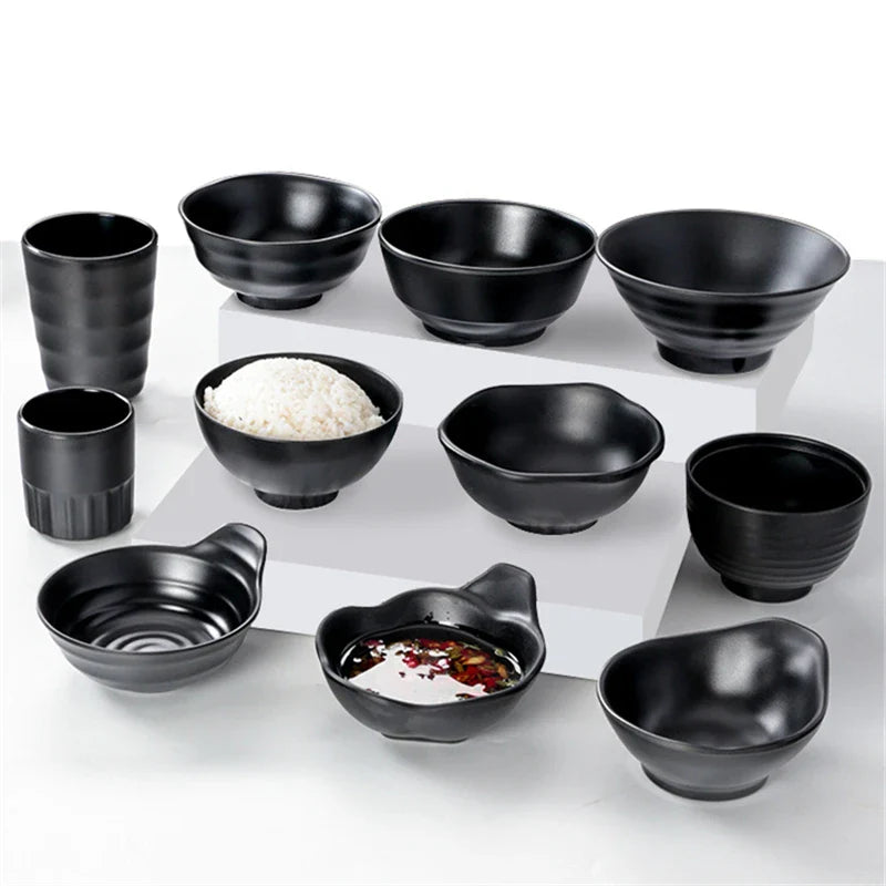 Melamine Black Small Bowl Fruit Fast Food Tableware Rice Soup Bowls Restaurant Dipping Sauce Dish Container Kitchen Utensils