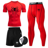 Men 3Pc Set Winter Thermal Underwear Compression Sports Suit Long Johns Clothes Running Tracksuit Wear Exercise Workout Tights