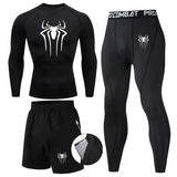 Men 3Pc Set Winter Thermal Underwear Compression Sports Suit Long Johns Clothes Running Tracksuit Wear Exercise Workout Tights