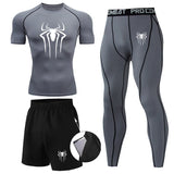 Men 3Pc Set Winter Thermal Underwear Compression Sports Suit Long Johns Clothes Running Tracksuit Wear Exercise Workout Tights