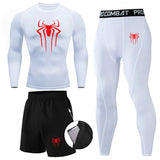 Men 3Pc Set Winter Thermal Underwear Compression Sports Suit Long Johns Clothes Running Tracksuit Wear Exercise Workout Tights