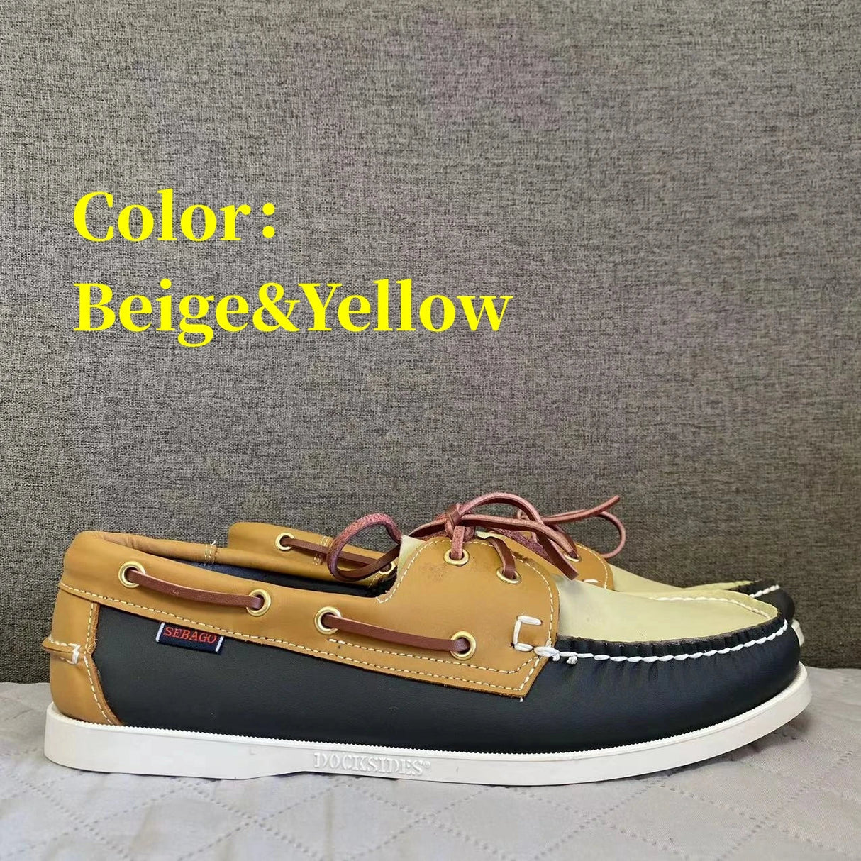 Men Authentic Sebago Docksides Shoes - Premium Leather Moc Toe Lace Up Boat Shoes AB022