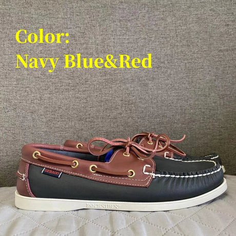 Men Authentic Sebago Docksides Shoes - Premium Leather Moc Toe Lace Up Boat Shoes AB022