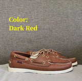 Men Authentic Sebago Docksides Shoes - Premium Leather Moc Toe Lace Up Boat Shoes AB022