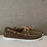 Men Authentic Sebago Docksides Shoes - Premium Leather Moc Toe Lace Up Boat Shoes AB022