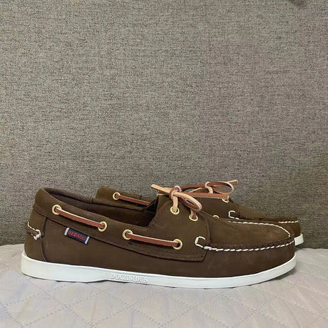 Men Authentic Sebago Docksides Shoes - Premium Leather Moc Toe Lace Up Boat Shoes AB022