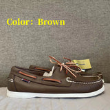 Men Authentic Sebago Docksides Shoes - Premium Leather Moc Toe Lace Up Boat Shoes AB022