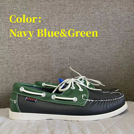 Men Authentic Sebago Docksides Shoes - Premium Leather Moc Toe Lace Up Boat Shoes AB022