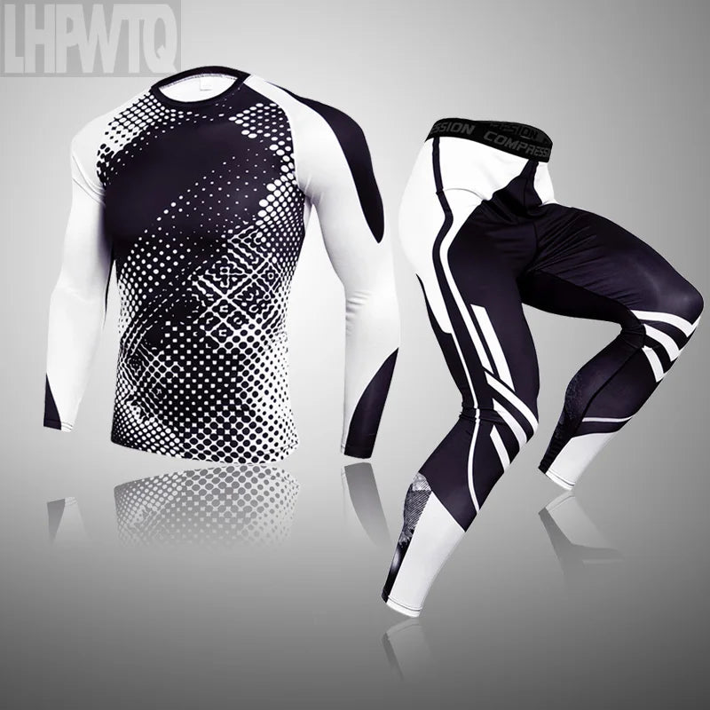 Men Compression Jogging suit Winter Thermal underwear Sports Suits Warm Men's Tracksuit rash guard MMA Clothing track suit 3XL