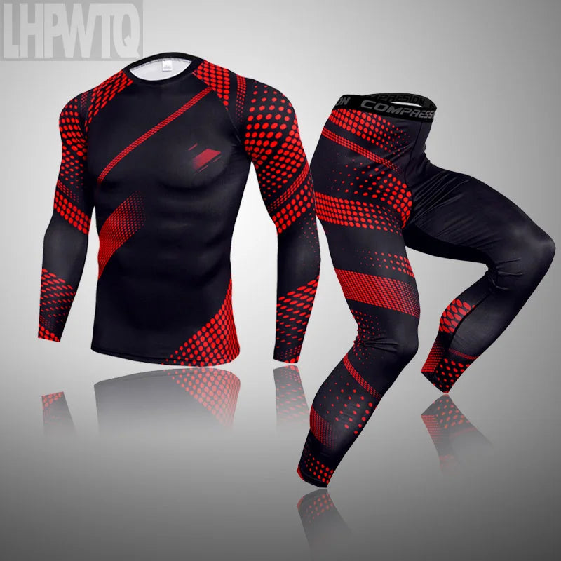 Men Compression Jogging suit Winter Thermal underwear Sports Suits Warm Men's Tracksuit rash guard MMA Clothing track suit 3XL