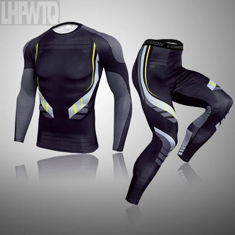 Men Compression Jogging suit Winter Thermal underwear Sports Suits Warm Men's Tracksuit rash guard MMA Clothing track suit 3XL