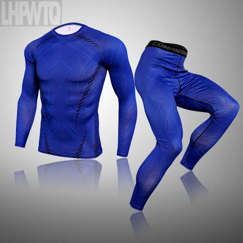 Men Compression Jogging suit Winter Thermal underwear Sports Suits Warm Men's Tracksuit rash guard MMA Clothing track suit 3XL