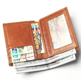 Men Fashion Stitching Style Pattern Real Leather Wallet Thin Slim Card Holder Men's Bifold Purse