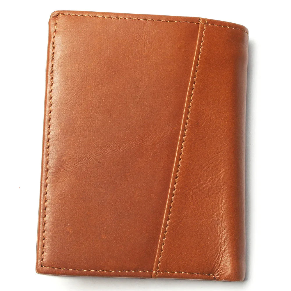 Men Fashion Stitching Style Pattern Real Leather Wallet Thin Slim Card Holder Men's Bifold Purse