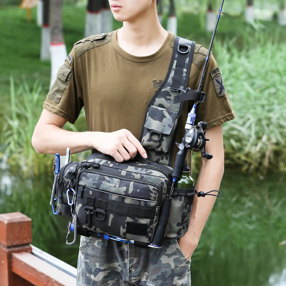 Men Fishing Tackle Bags Single Shoulder Crossbody Bag Waist Pack Fish Lures Gear Utility Storage Fishing Lures Outdoor BagsBag