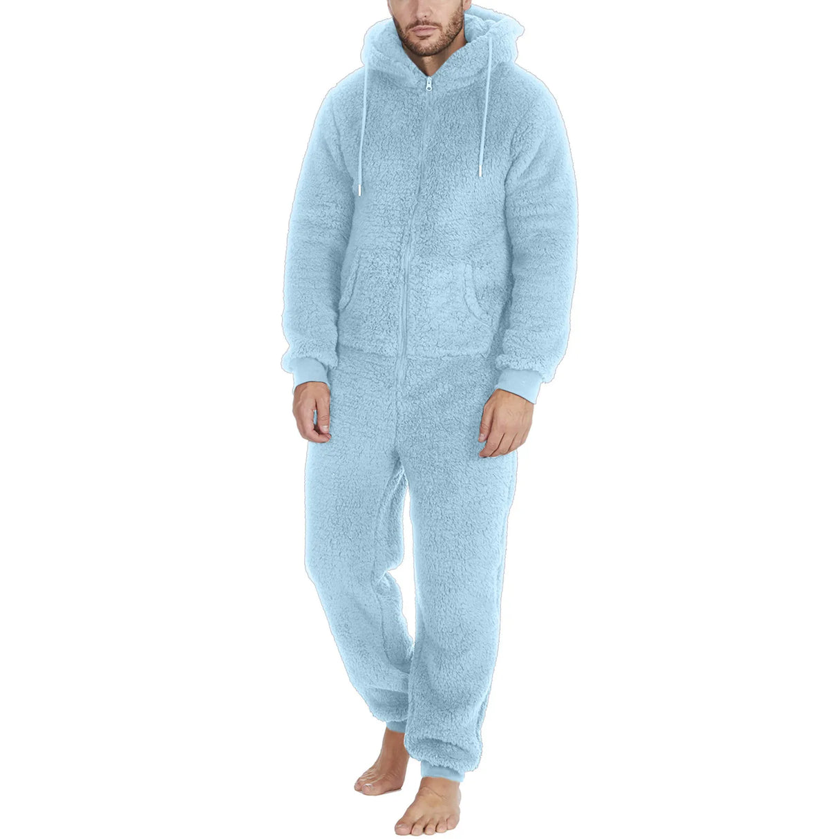 Men Plush Teddy Fleece Pajamas Winter Warm Hoodies Bodysuit Overalls Suits Sleepwear Daily Hooded Flannel Homewear Nightwear 5XL