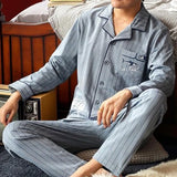 Men’S Thermal Pajamas Sets With Buttons Casual Long Sleeve Long Pants Housewear Suit Winter Autumn Checkered Pattern Sleepwear