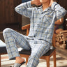 Men’S Thermal Pajamas Sets With Buttons Casual Long Sleeve Long Pants Housewear Suit Winter Autumn Checkered Pattern Sleepwear