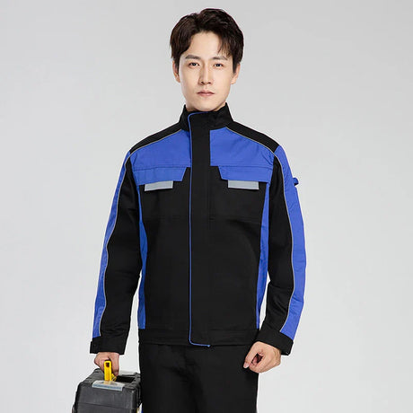 Men'S Work Suit Printed Logo Reflective Strip Long Sleeved Factory Workshop Uniform Mechanic Repairman Welding Work Clothing Top