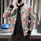 Men Spring High Quality Printed Baseball Jackets/Male Slim Fit Fashion Stand Collar Floral Aviator Jacket Men's Autumn Coat 3XL