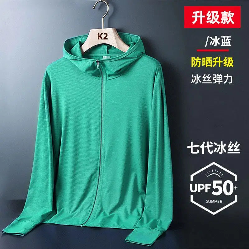 Men Summer Hooded UV Sun Protection Jackets Skin Coats Breathable Ultra-Light Windbreaker Men's Windbreaker Outdoor Jackets B47