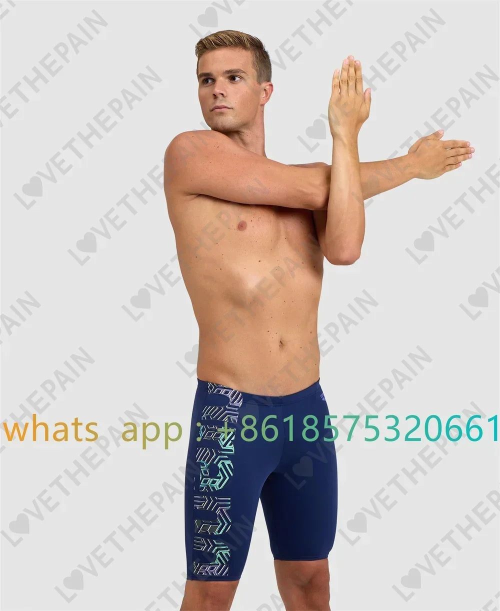 Men Swimwear Shorts Training Swim Trunks 2023 Summer Beach Tight Quick Dry Swimming Jammer Running Sports Surfing Swimsuit Pants