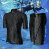 Men Teens Short Sleeve Sharkskin Swimsuit Set Swimming Shirt+Shorts Surfing Diving Beach Quick-Drying Tight Swimwear