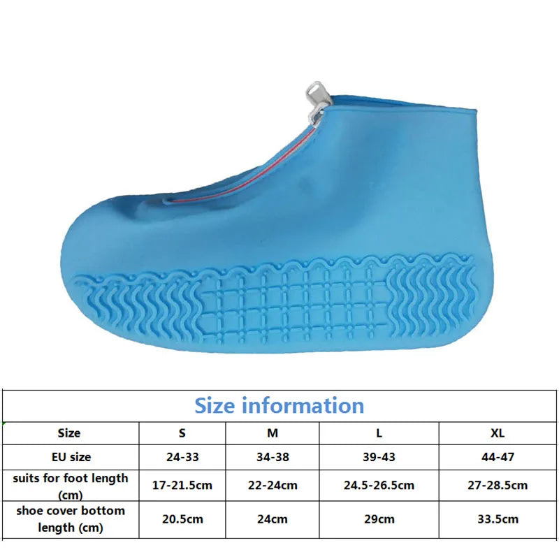 Men White Shoe Covers Zipper Reusable Waterproof Shoes Cover Women's Galoshes Non Slip Overshoes Silicone Rain Cover For Shoes