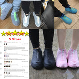 Men White Shoe Covers Zipper Reusable Waterproof Shoes Cover Women's Galoshes Non Slip Overshoes Silicone Rain Cover For Shoes