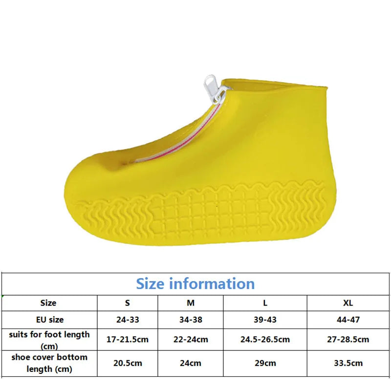 Men White Shoe Covers Zipper Reusable Waterproof Shoes Cover Women's Galoshes Non Slip Overshoes Silicone Rain Cover For Shoes