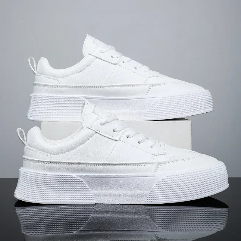 Men White Shoes Leather Casual Sneakers 2023 Trend Platform Shoes Comfortable Vulcanized Shoes for Men White Tenis Masculinos