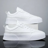 Men White Shoes Leather Casual Sneakers 2023 Trend Platform Shoes Comfortable Vulcanized Shoes for Men White Tenis Masculinos