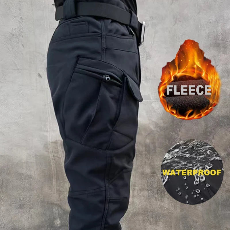 Men Winter Waterproof Climbing SkiingTrekking Fleece Fishing Tactical Sharkskin Military Pants Jackets Camping Hiking Trousers
