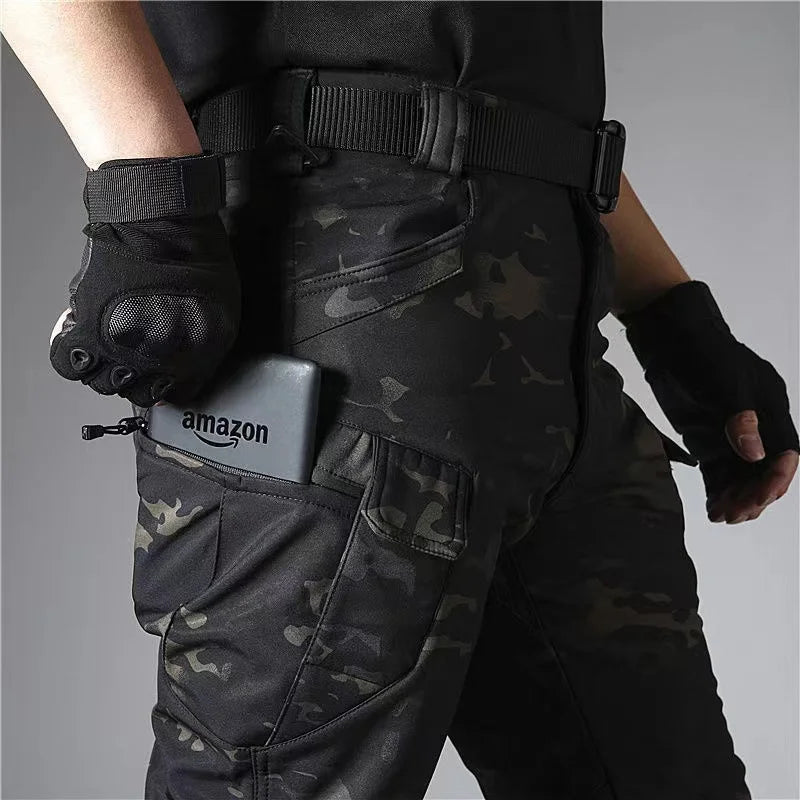 Men Winter Waterproof Climbing SkiingTrekking Fleece Fishing Tactical Sharkskin Military Pants Jackets Camping Hiking Trousers