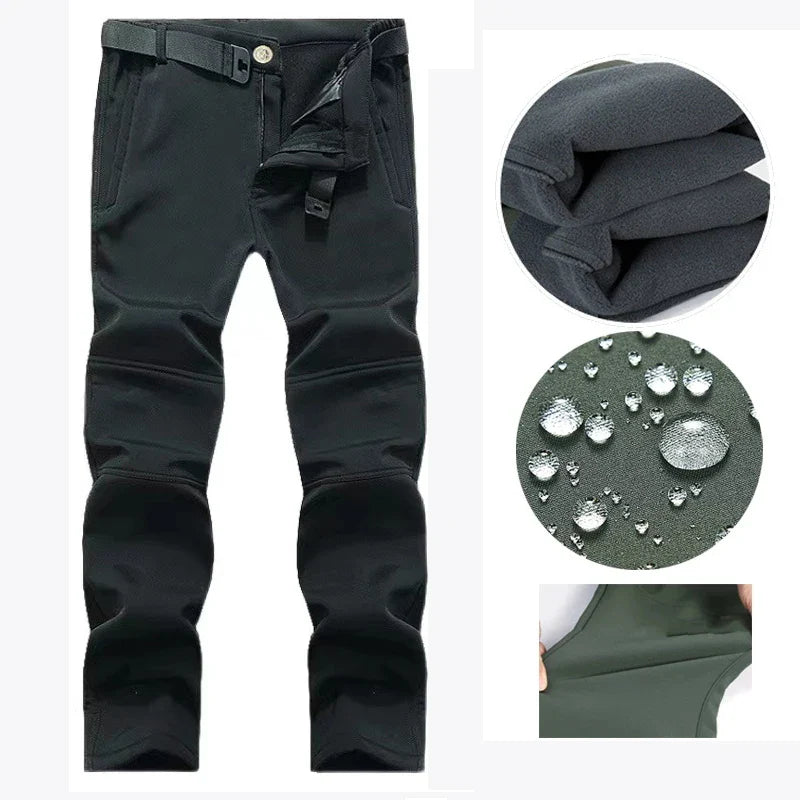 Men Winter Waterproof Climbing SkiingTrekking Fleece Fishing Tactical Sharkskin Military Pants Jackets Camping Hiking Trousers
