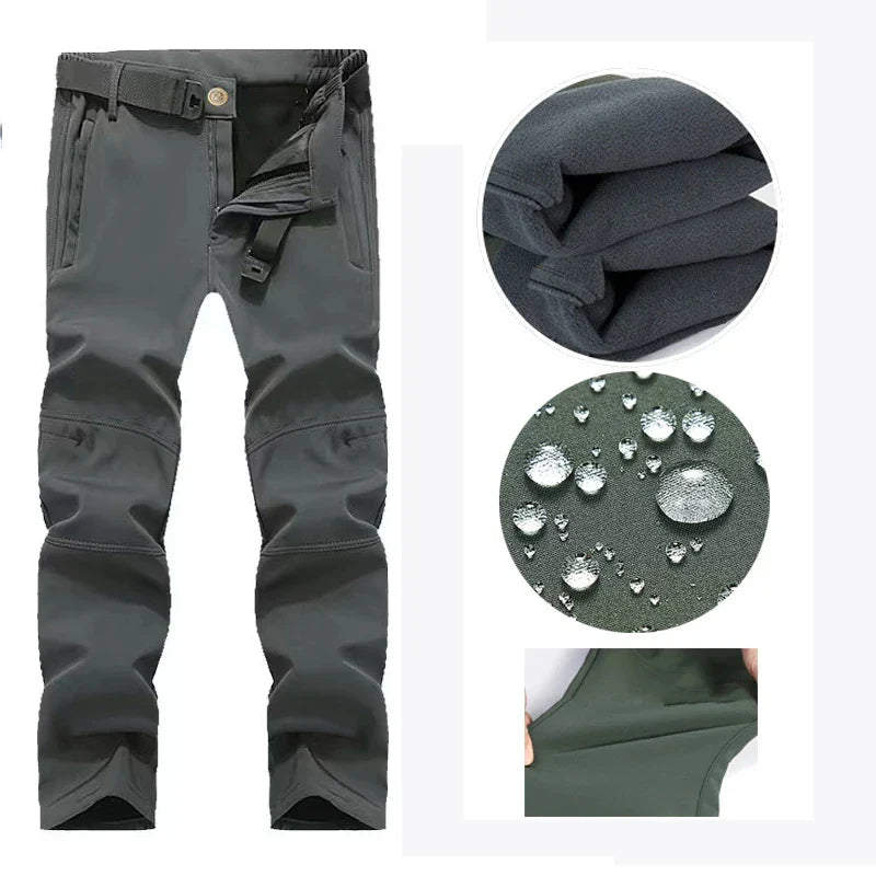 Men Winter Waterproof Climbing SkiingTrekking Fleece Fishing Tactical Sharkskin Military Pants Jackets Camping Hiking Trousers