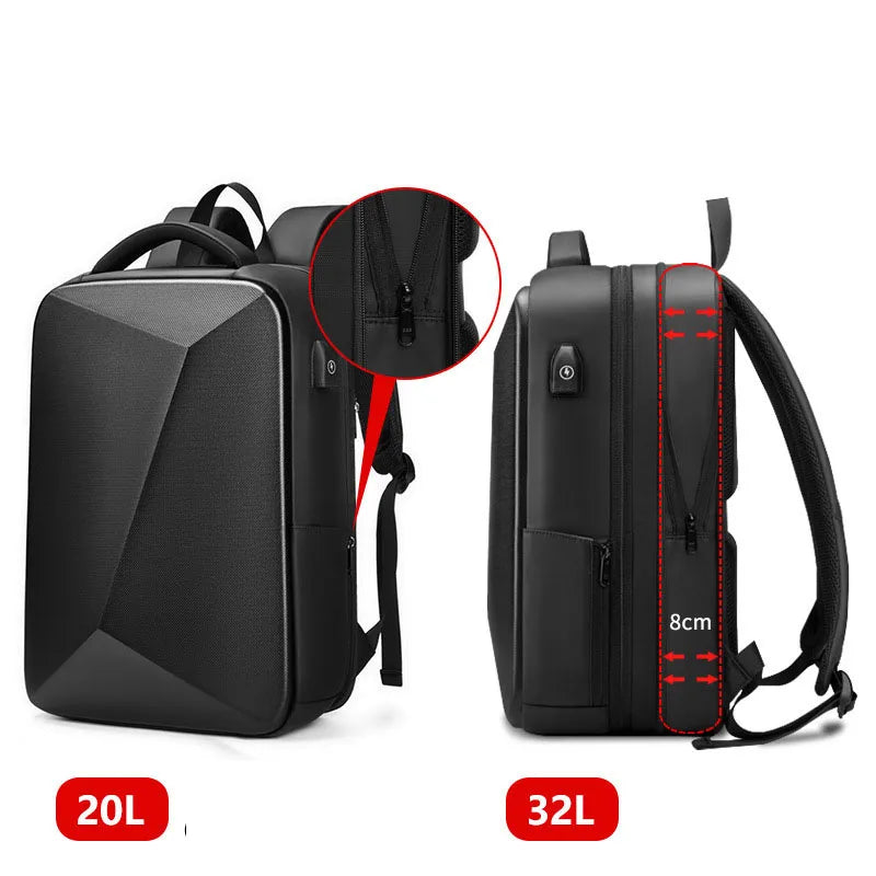 Men's 15.6 Inch Laptop Backpack Expandable Hard Shell Bag TSA Anti-theft Waterproof Backpacks USB Charging Business Travel Bag