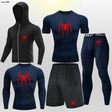 Men's Compression Sportswear Tights T-Shirt Mens Super Hero Clothes Thermal Underwear Men Running Sets Spider Print Clothing Man