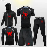 Men's Compression Sportswear Tights T-Shirt Mens Super Hero Clothes Thermal Underwear Men Running Sets Spider Print Clothing Man