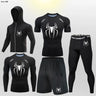 Men's Compression Sportswear Tights T-Shirt Mens Super Hero Clothes Thermal Underwear Men Running Sets Spider Print Clothing Man