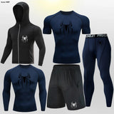 Men's Compression Sportswear Tights T-Shirt Mens Super Hero Clothes Thermal Underwear Men Running Sets Spider Print Clothing Man