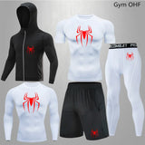 Men's Compression Sportswear Tights T-Shirt Mens Super Hero Clothes Thermal Underwear Men Running Sets Spider Print Clothing Man