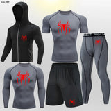 Men's Compression Sportswear Tights T-Shirt Mens Super Hero Clothes Thermal Underwear Men Running Sets Spider Print Clothing Man