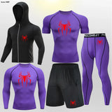 Men's Compression Sportswear Tights T-Shirt Mens Super Hero Clothes Thermal Underwear Men Running Sets Spider Print Clothing Man