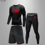 Men's Compression Sportswear Tights T-Shirt Mens Super Hero Clothes Thermal Underwear Men Running Sets Spider Print Clothing Man